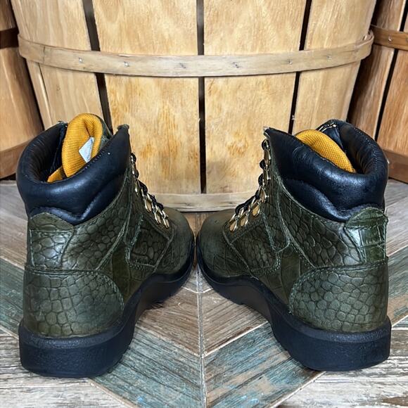 Timberland Crocodylian 6” Green Croc Leather Limited Release Field Boots Youth 2 - Picture 8 of 11